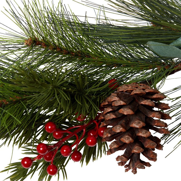 Ghirlanda artificiala merisoare si conuri, 1.8 m, verde