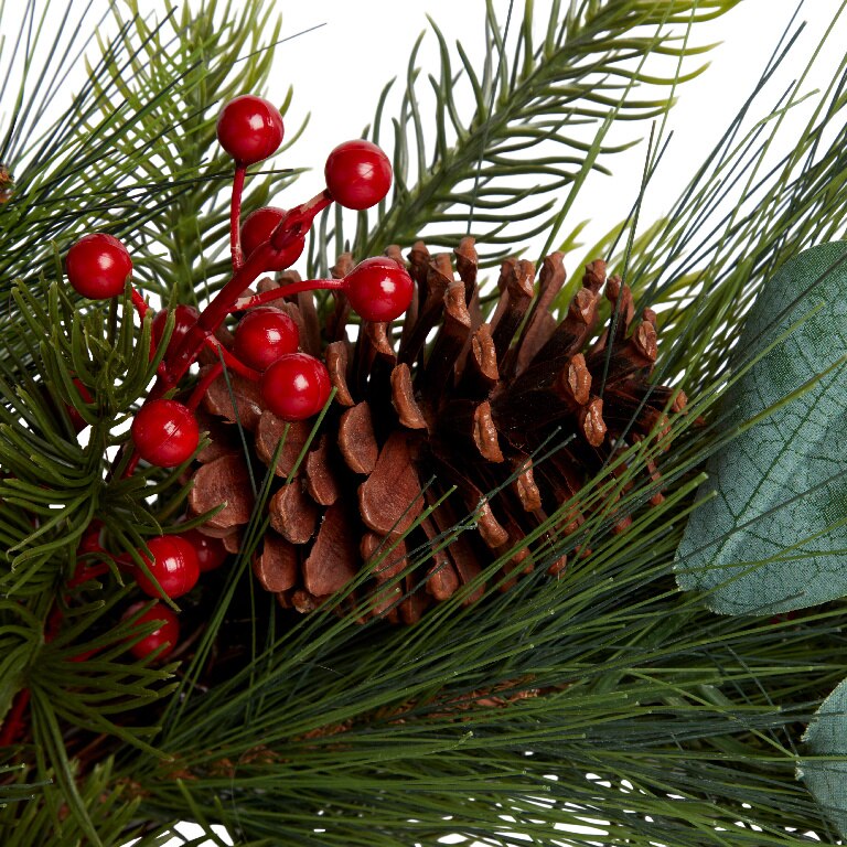 Coronita de Craciun pentru usa Merisoare si conuri, 50 cm, verde