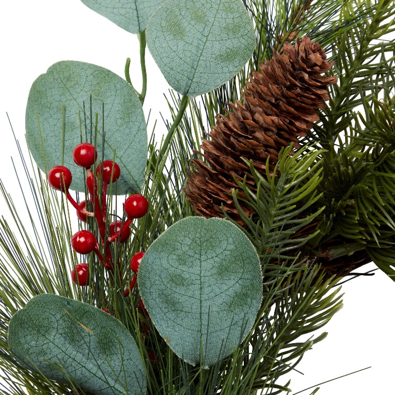 Coronita de Craciun pentru usa Merisoare si conuri, 50 cm, verde
