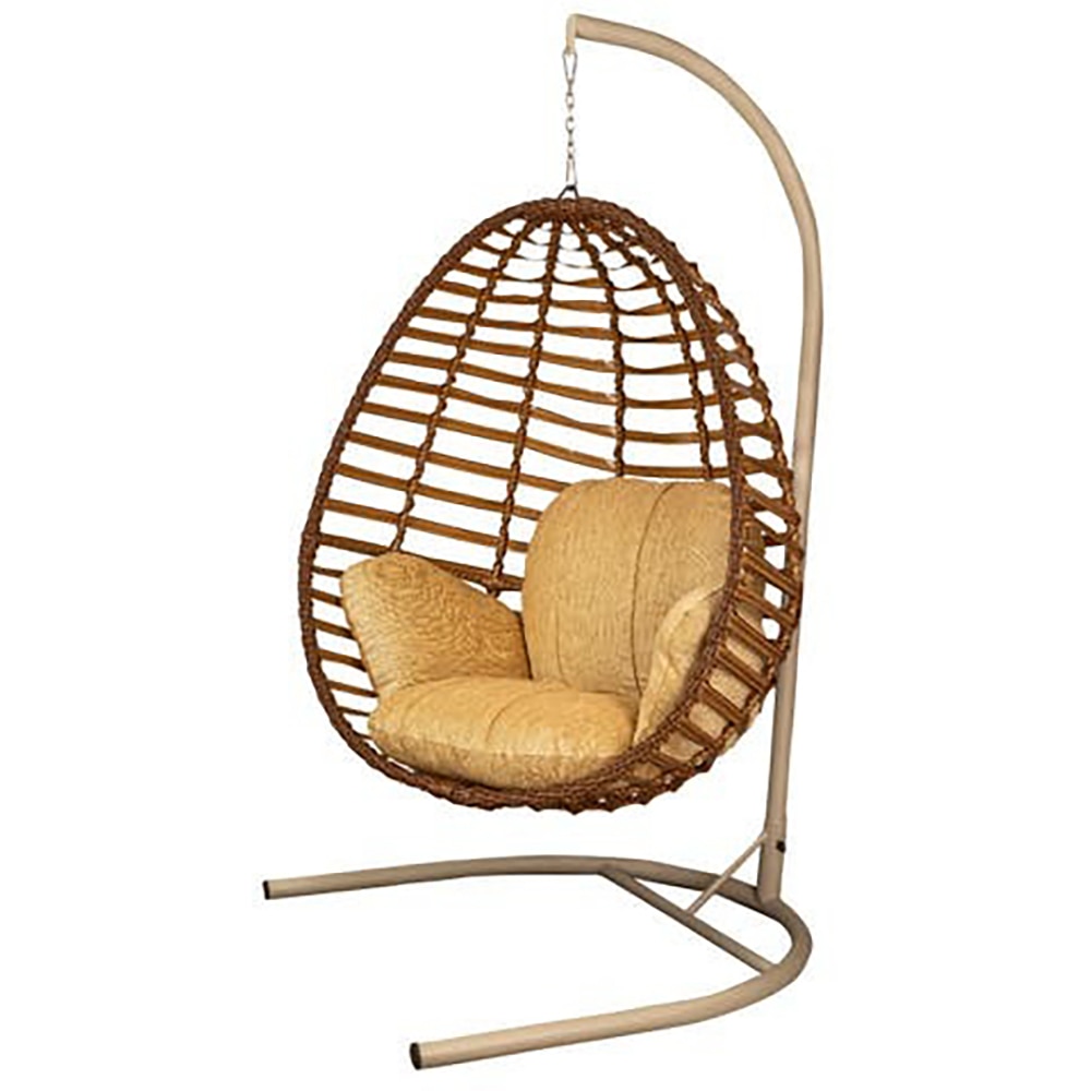 Fotoliu suspendat tip leagan OUTDOOR, poliratan, 116 x 198 x 108 cm, sarcina maxima 120 kg, maro