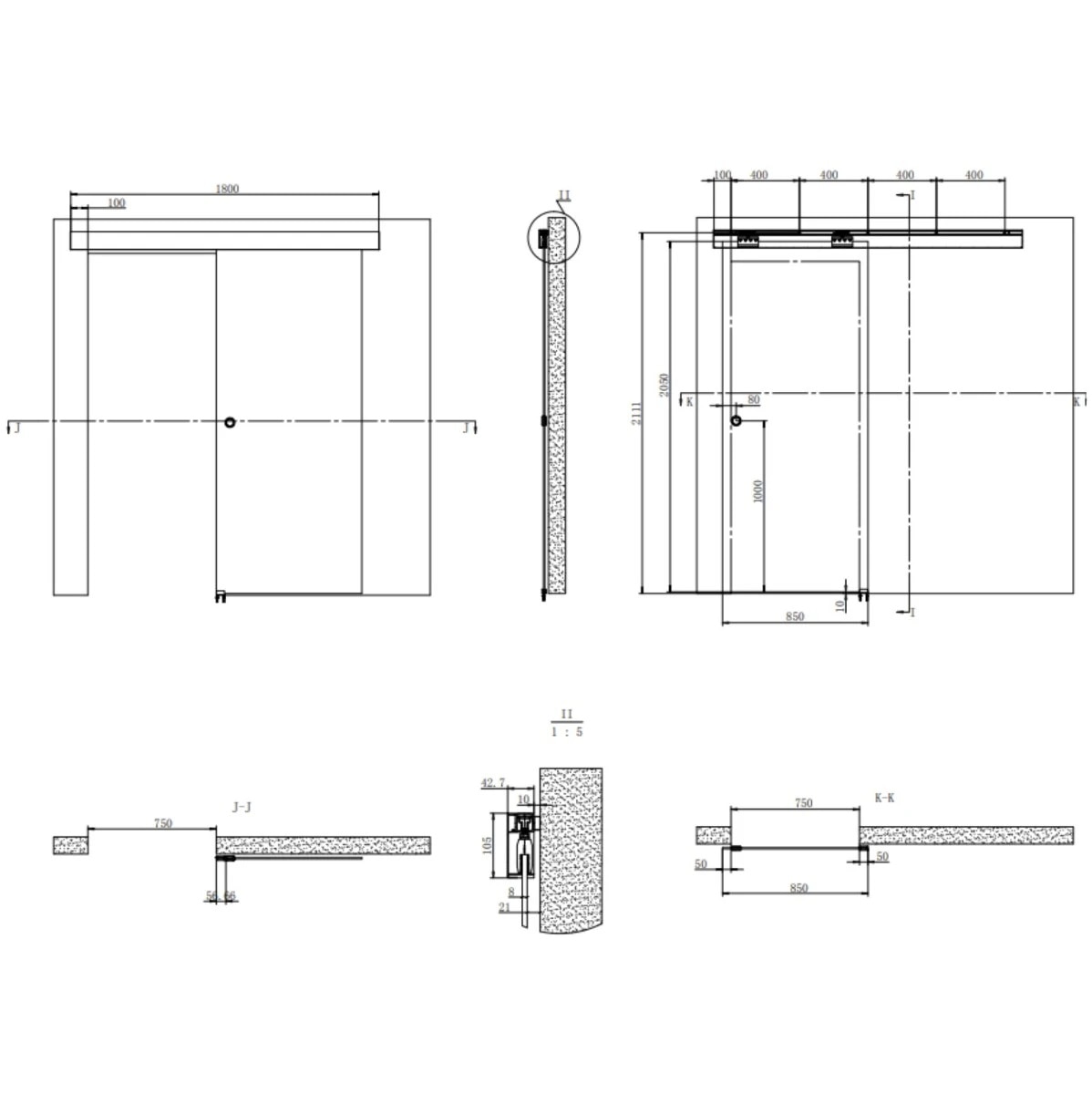 Panou usa culisanta, sticla securizata, 85 x 205 x 0.8 cm