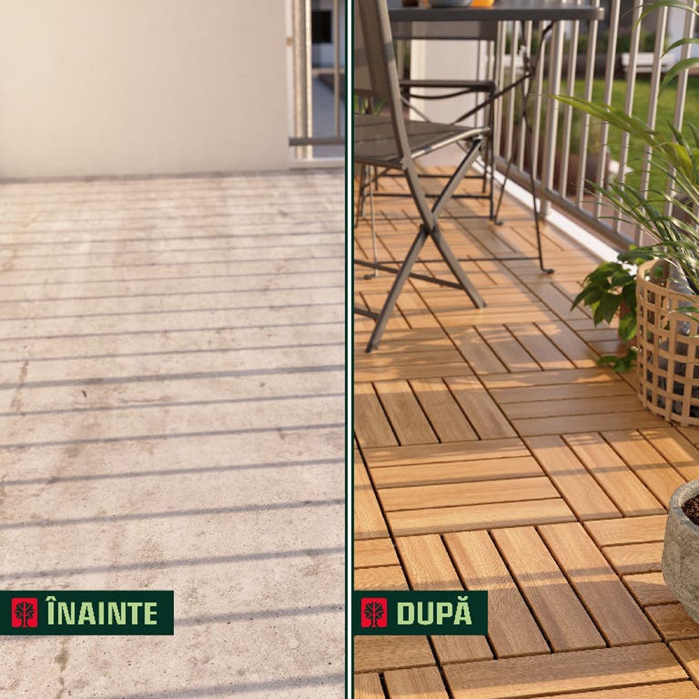 Set placi pentru pardoseala/dusumea, compozit, maro, 30 x 30 x 2.4 cm, maro, 4 buc