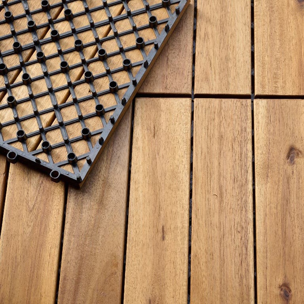 Set placi pentru pardoseala/dusumea, compozit, maro, 30 x 30 x 2.4 cm, maro, 4 buc