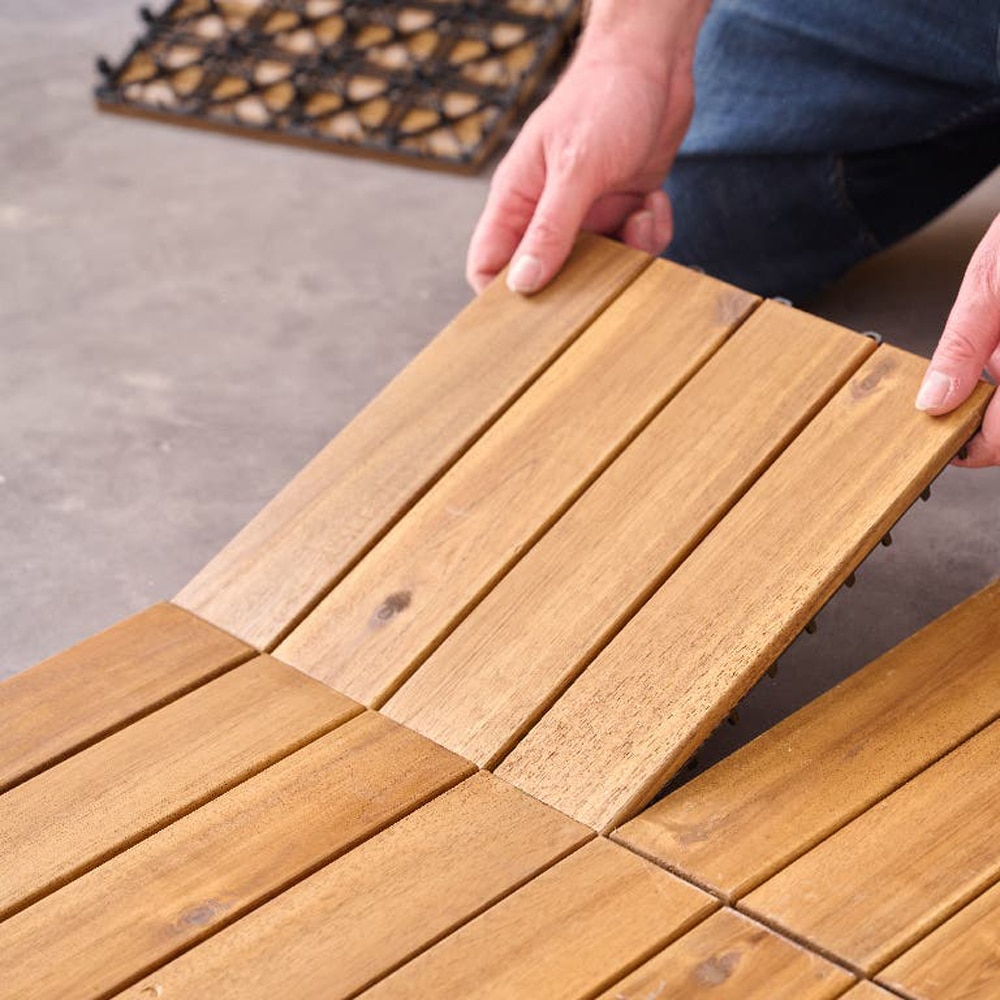 Set placi pentru pardoseala/dusumea, compozit, maro, 30 x 30 x 2.4 cm, maro, 4 buc