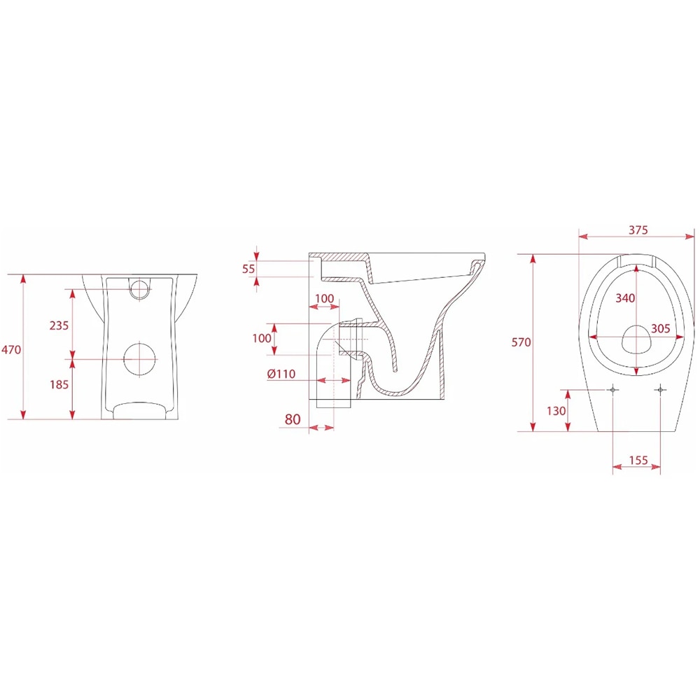 Vas WC pentru persoane cu dizabilitati Goman D0290/01, ceramica, evacuare orizontala, 37.5 x 57 x 47 cm, alb