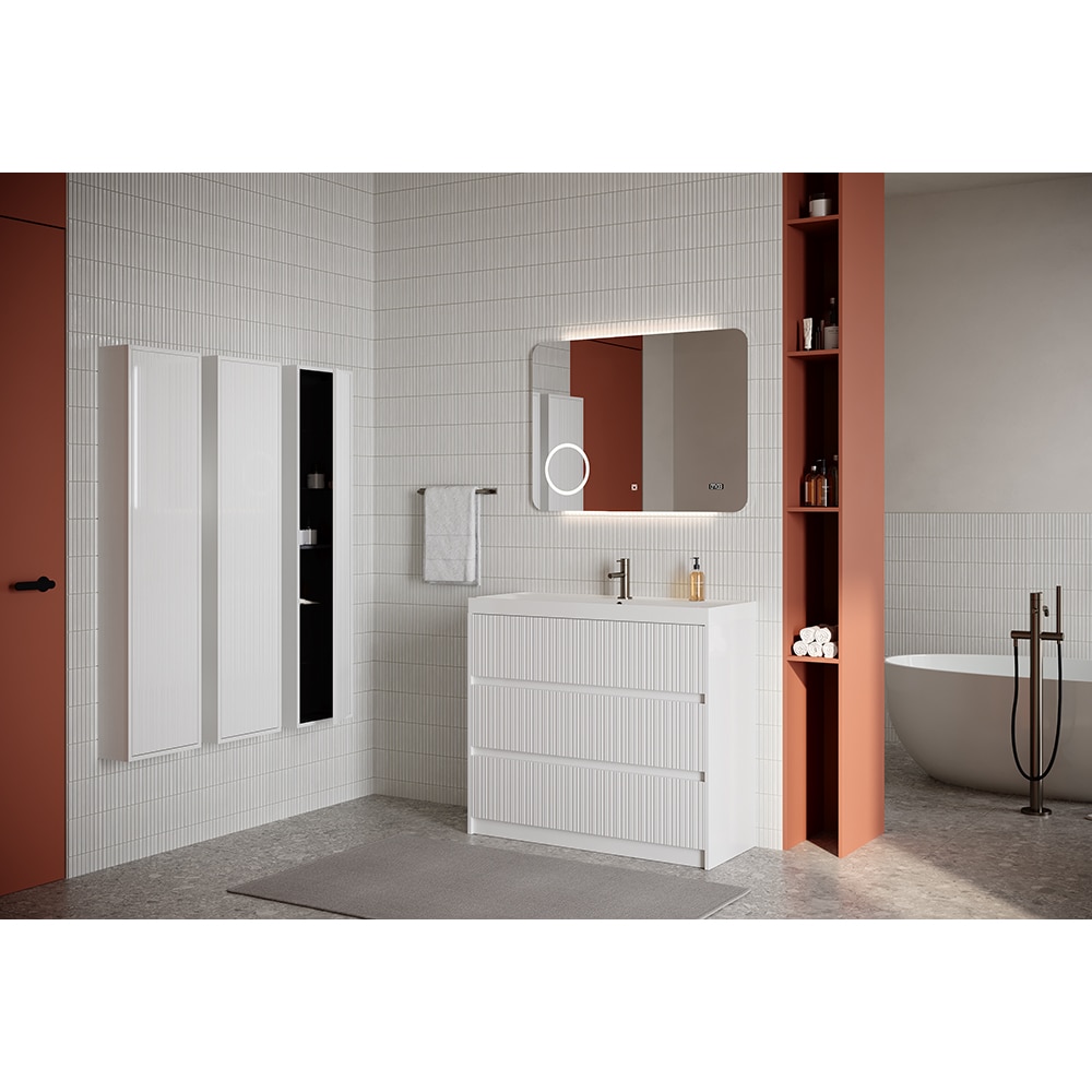 Oglinda baie SAVINIDUE SPR204, 80 x 60 cm, iluminare LED, ceas