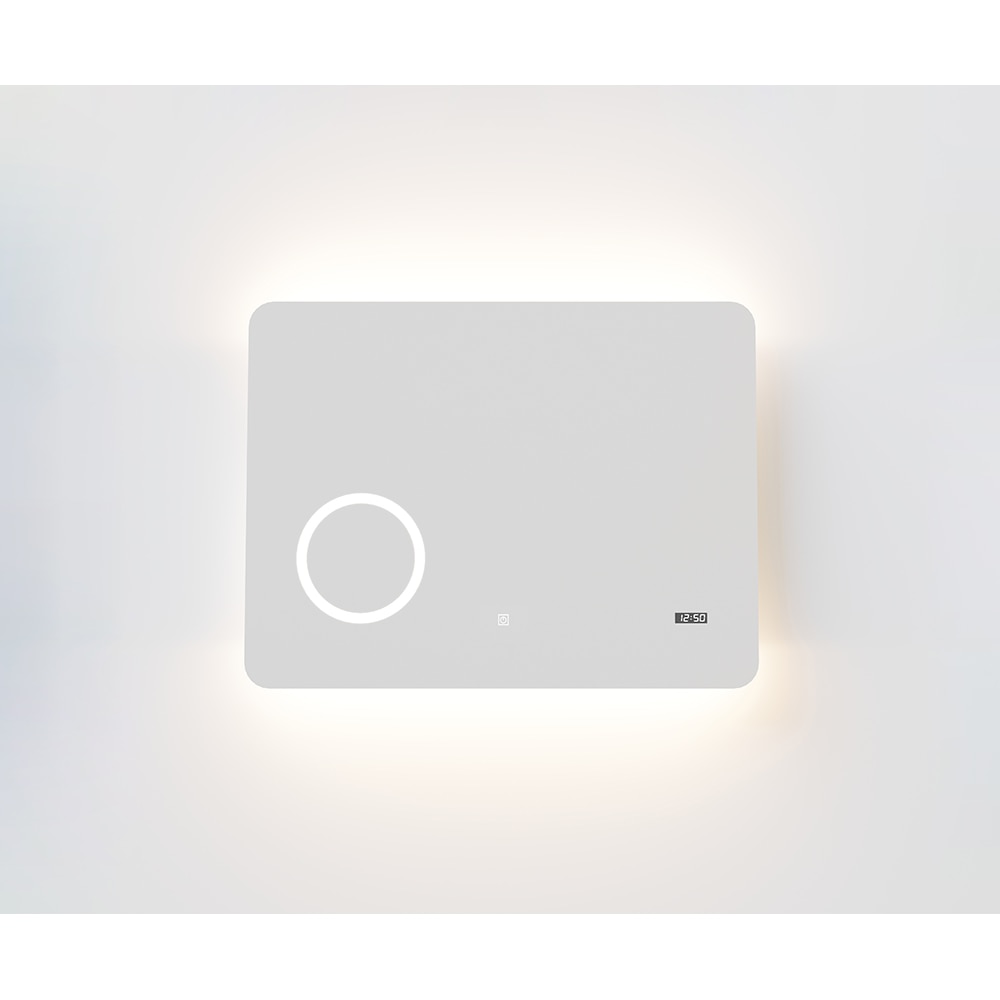 Oglinda baie SAVINIDUE SPR204, 80 x 60 cm, iluminare LED, ceas