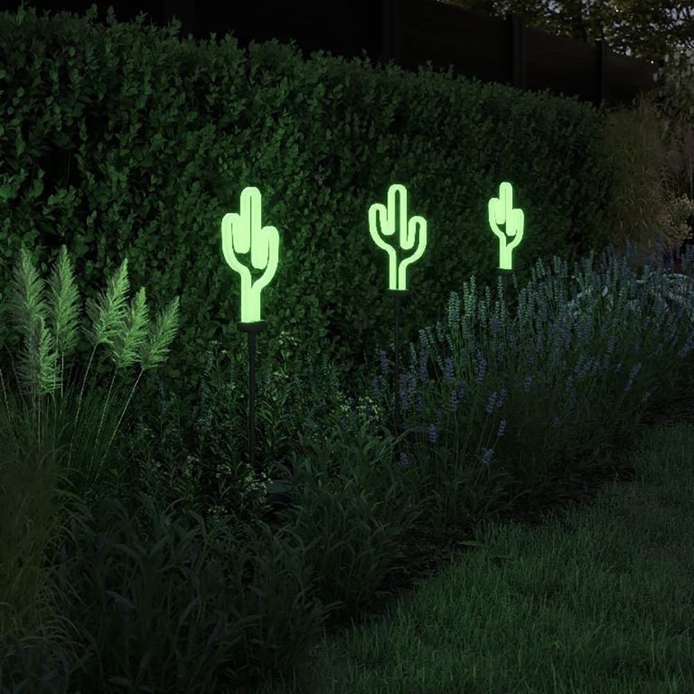 Lampa solara neon LED, cactus, IP54, verde