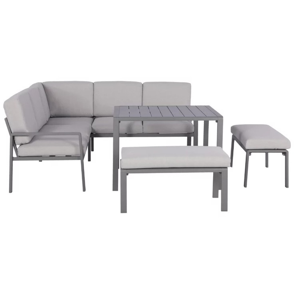 Set mobilier gradina GOODHOME Moorea, 4 piese, gri