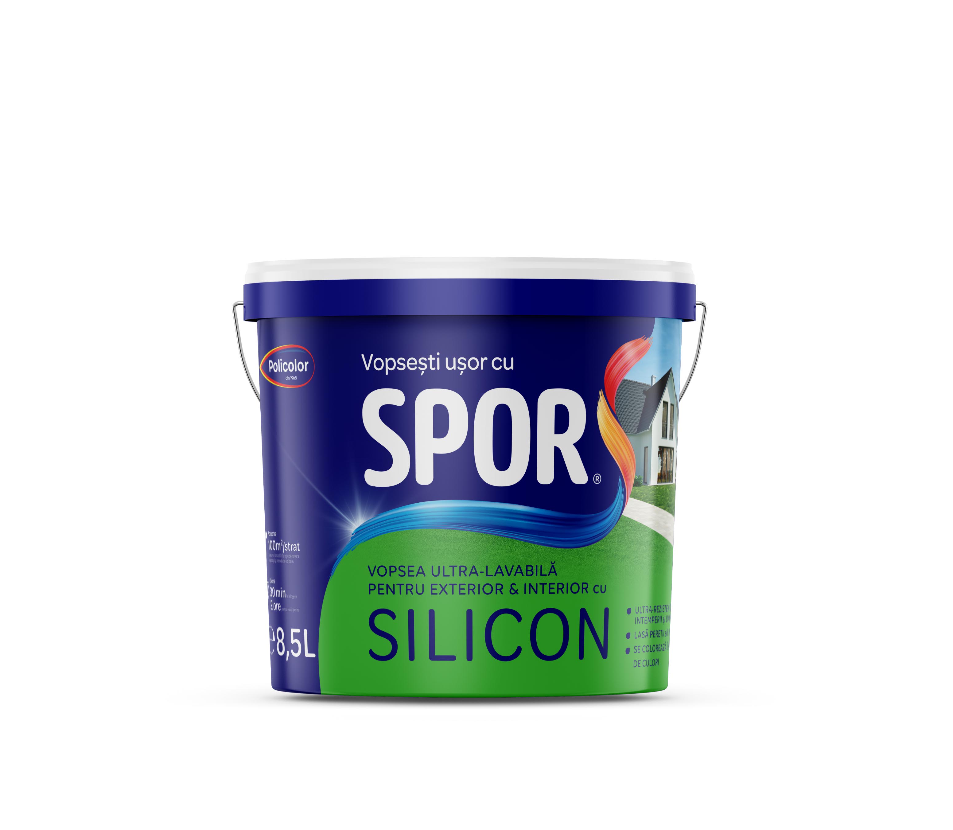 Vopsea ultralavabila siliconica SPOR, 8.5L