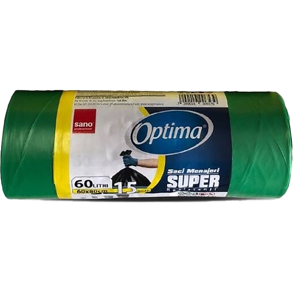 Saci menajeri SANO Optima, 15 bucati, 60 l, verde