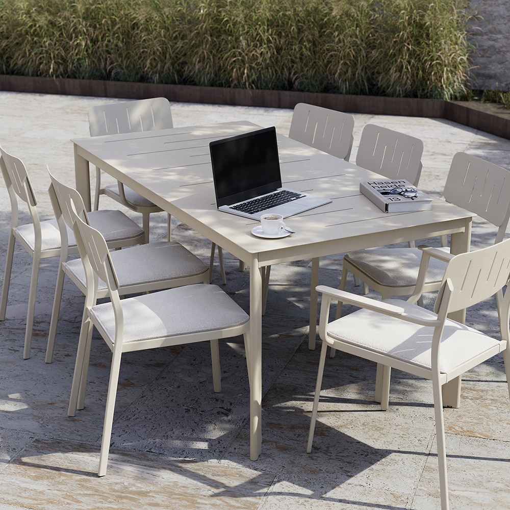 Scaun terasa GOODHOME Santacruz, aluminiu, 59.2 x 47.5 x 82.6 cm, bej