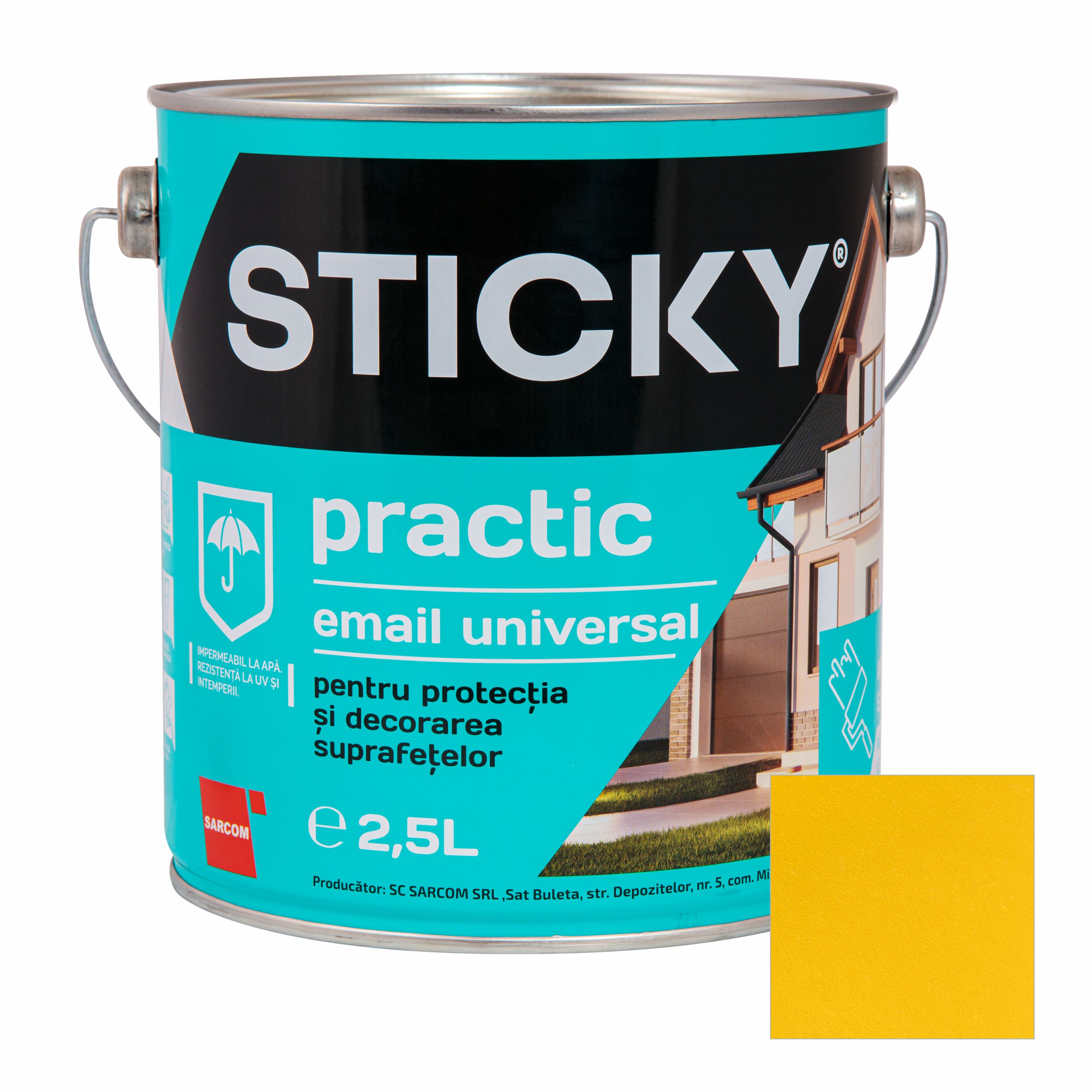 Vopsea Alchidica, Galben, 2.5L   Sticky Practic