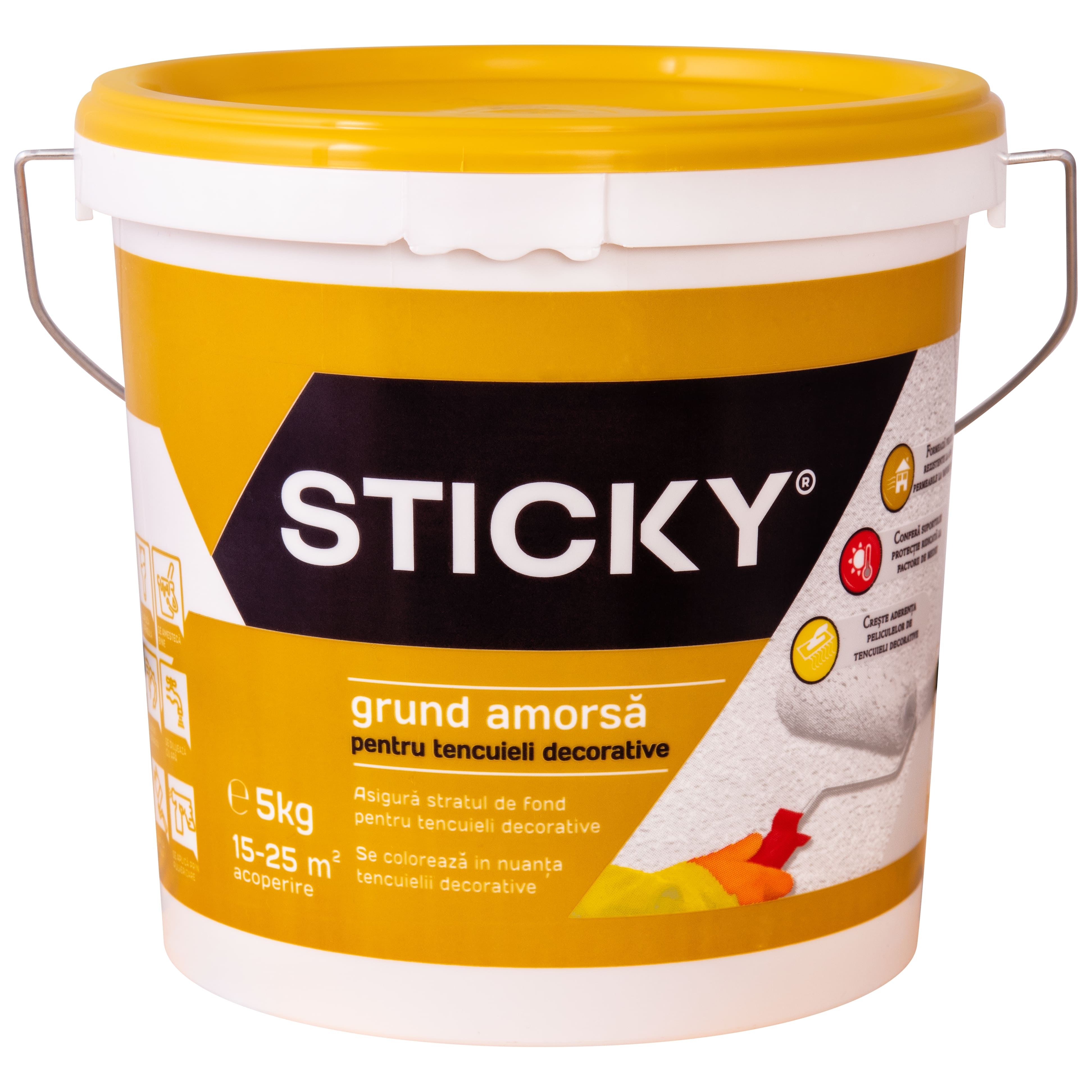 Amorsa interior/exterior, tencuiala decorativa, alb, 5 Kg  Sticky