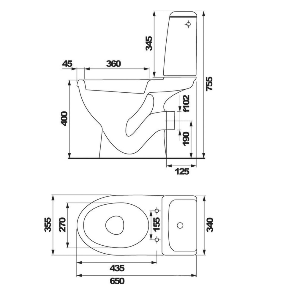 Set vas WC CERSANIT Eko K07-240, ceramica, evacuare orizontala, rezervor 3-6 l, capac polipropilena, alb