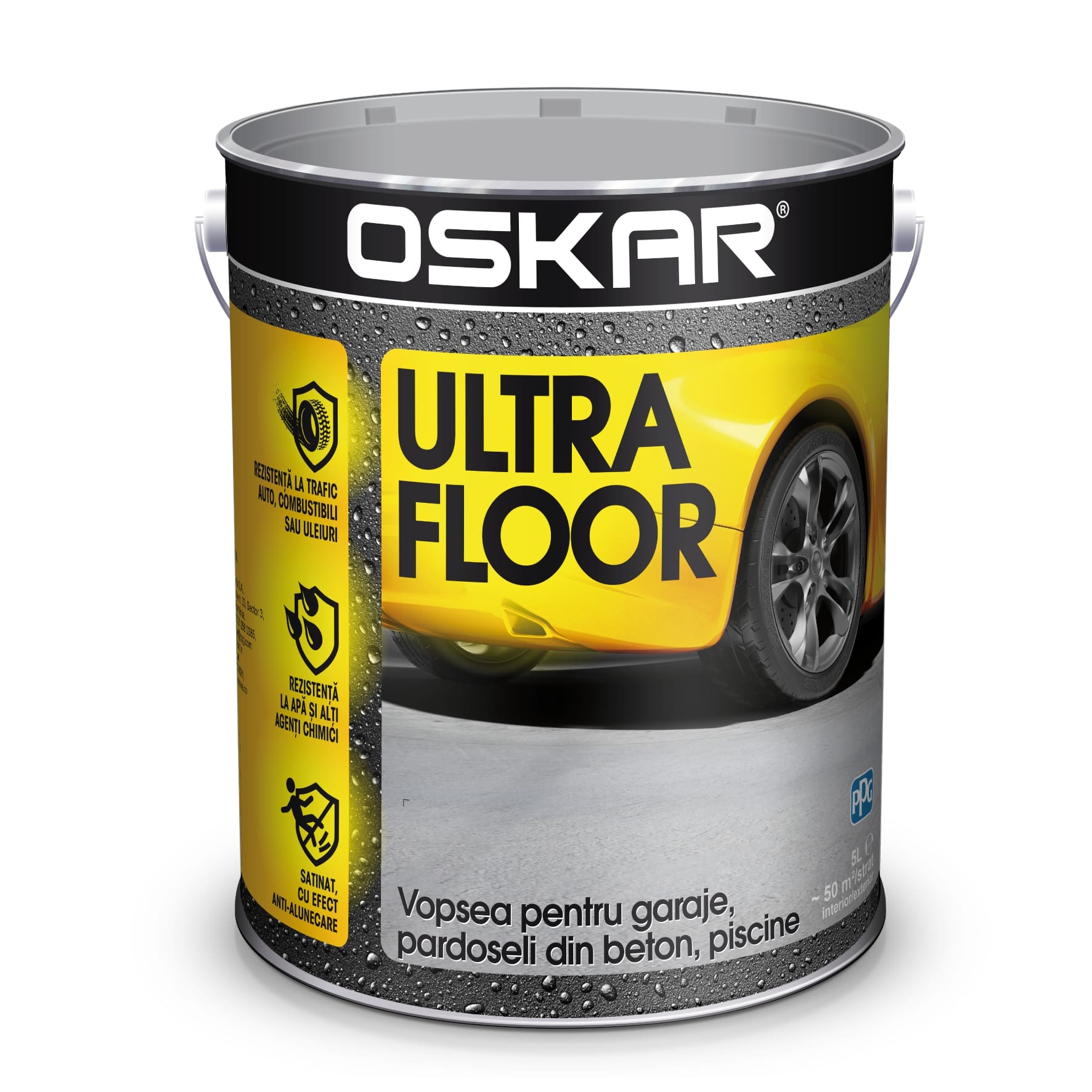 Vopsea pt Garaj, Pardoseli beton, 0.75L, Gri Carbon   Oskar Ultra Floor