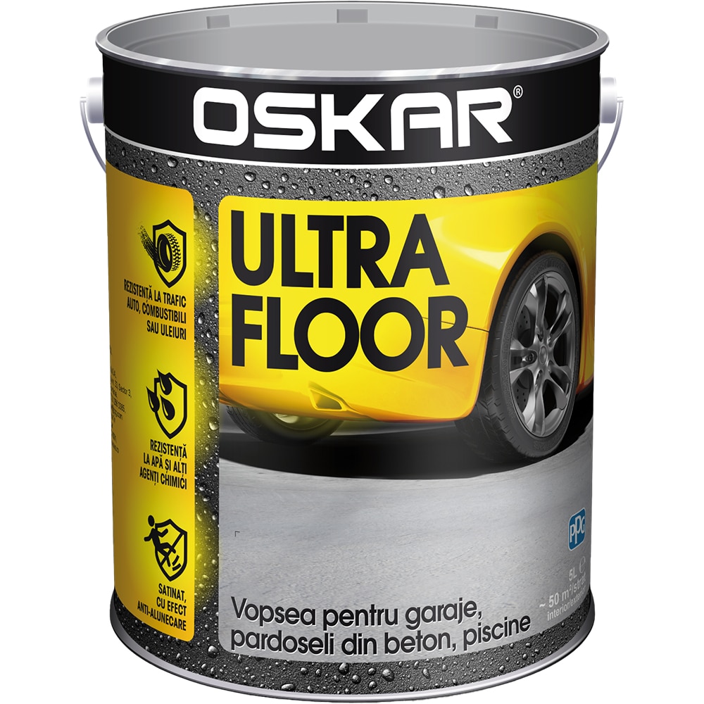 Vopsea pentru garaj, pardoseli beton Oskar Ultra Floor, 0.5L, gri carbon