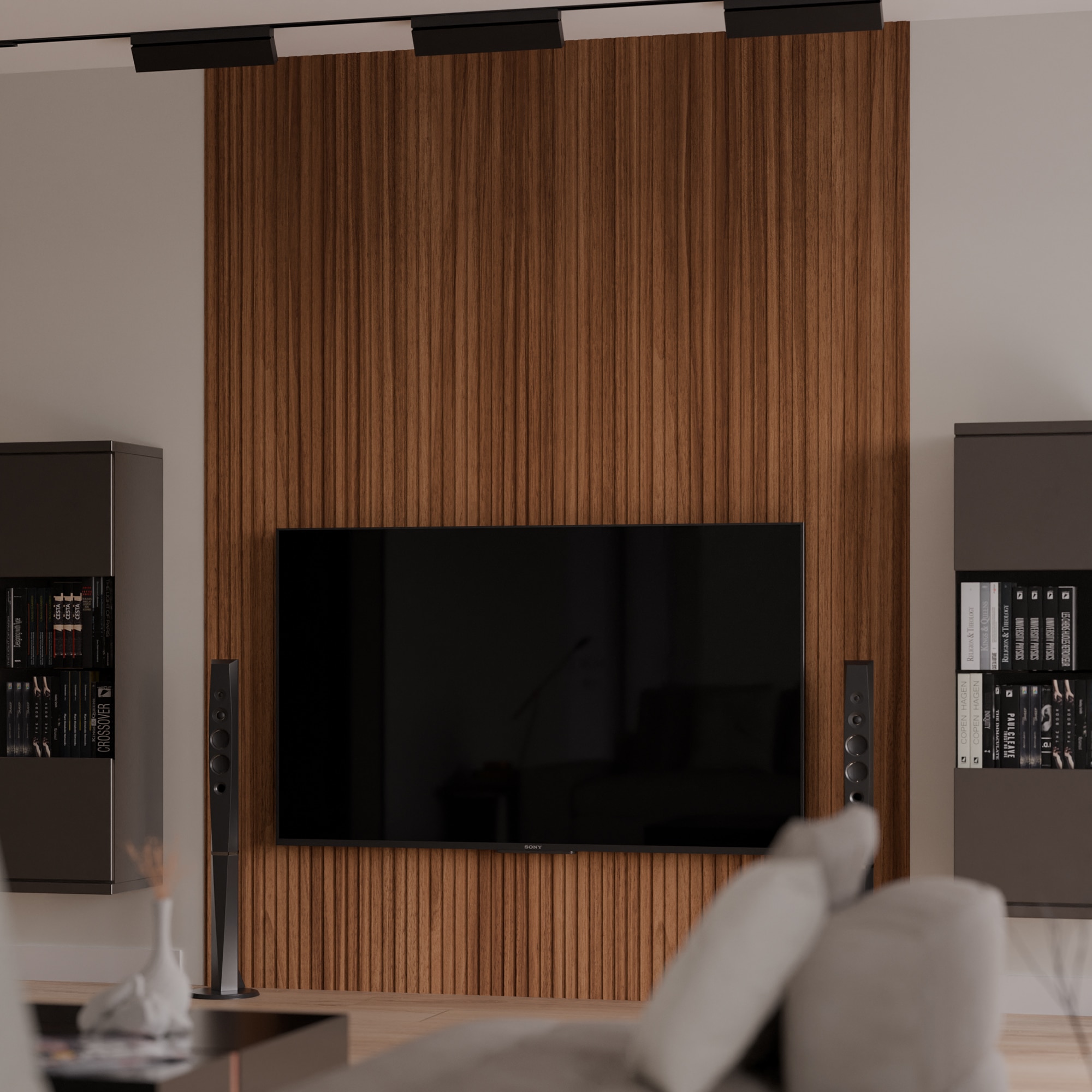 Panou riflaj decorativ, 280 cm x 12.1 cm, MDF, maro, suprafata acoperire 1.36 mp/pachet