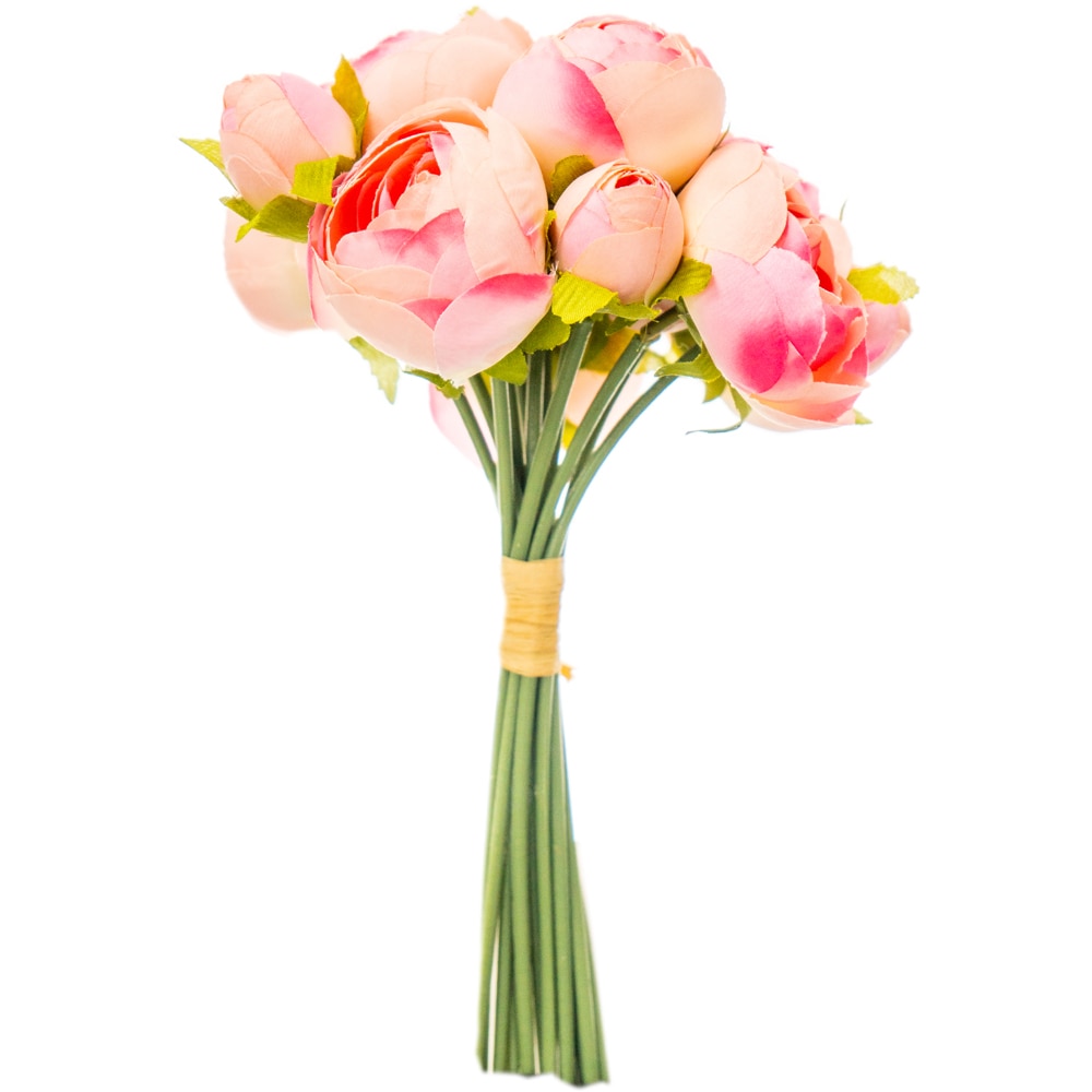 Buchet bujori artificiali, 12 fire, 30 cm