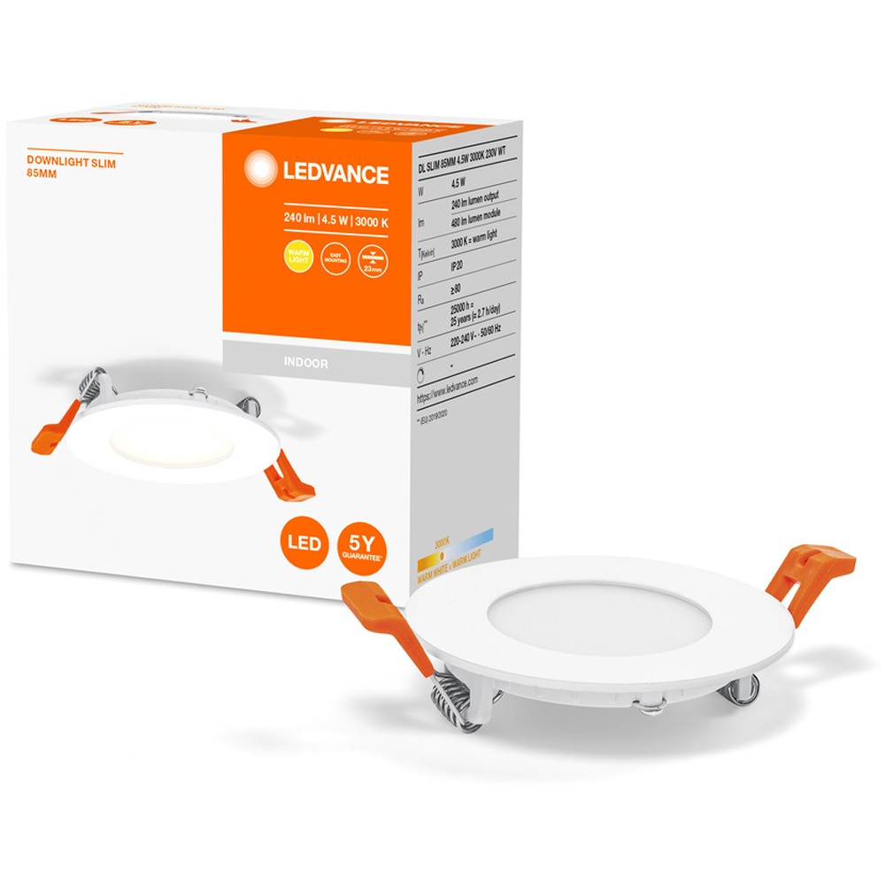 Spot LED LEDVANCE 4058075573055, 4.5W, 3000K, 85mm, alb