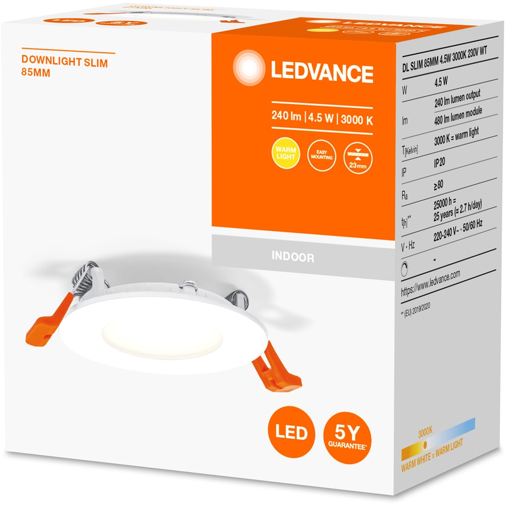 Spot LED LEDVANCE 4058075573055, 4.5W, 3000K, 85mm, alb