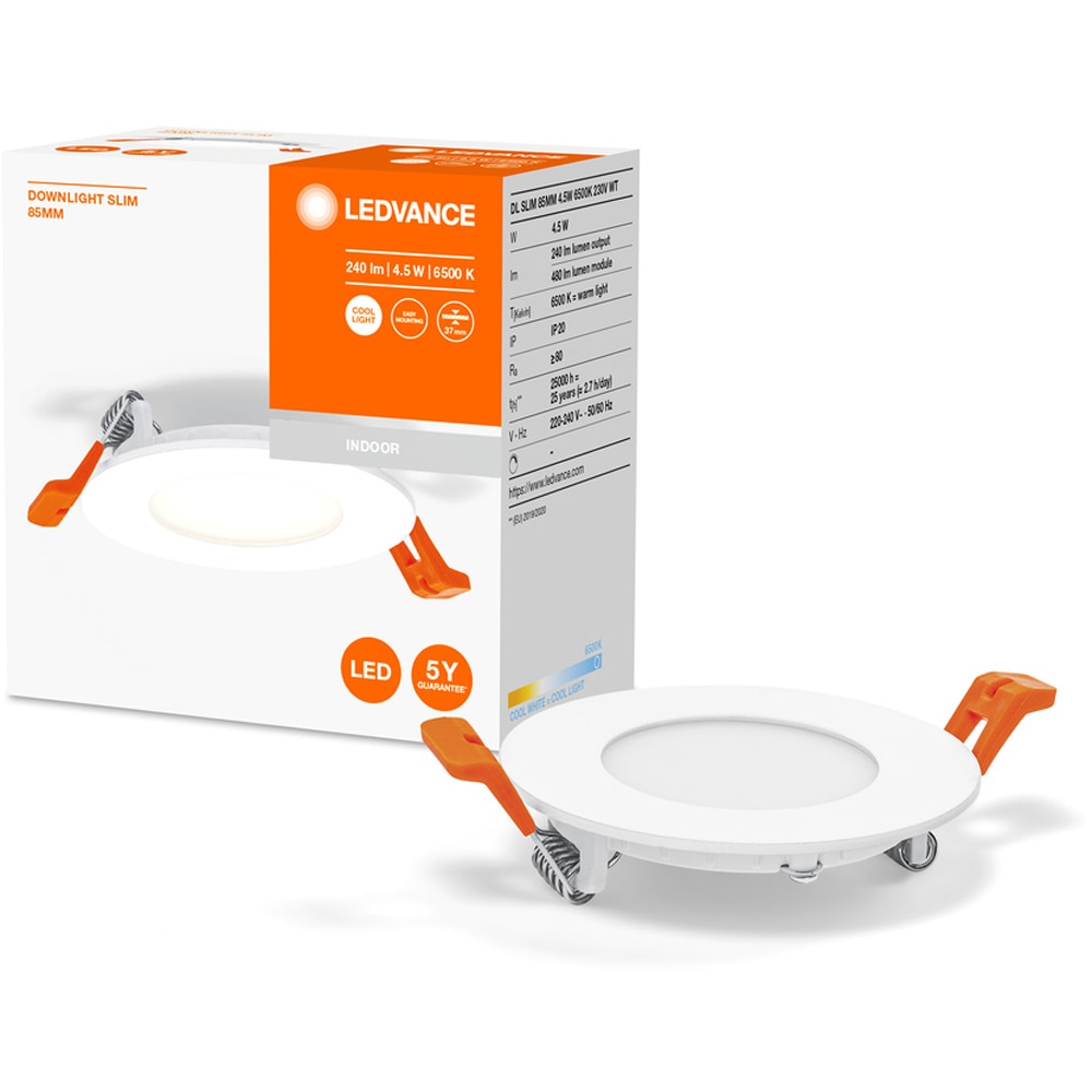 Spot LED LEDVANCE 4058075573178, 4.5W, 6500K, 85mm, alb