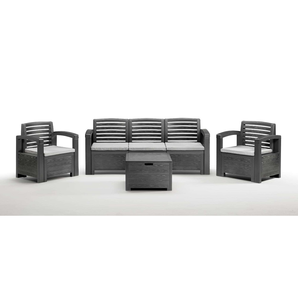 Set mobilier gradina Bica, 4 piese, perne, antracit