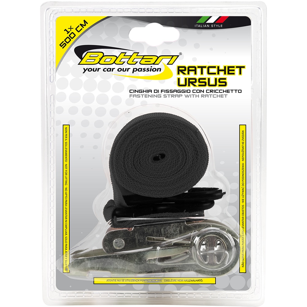 Chinga cu clichet BOTTARI, 10mm x 5m, negru-rosu