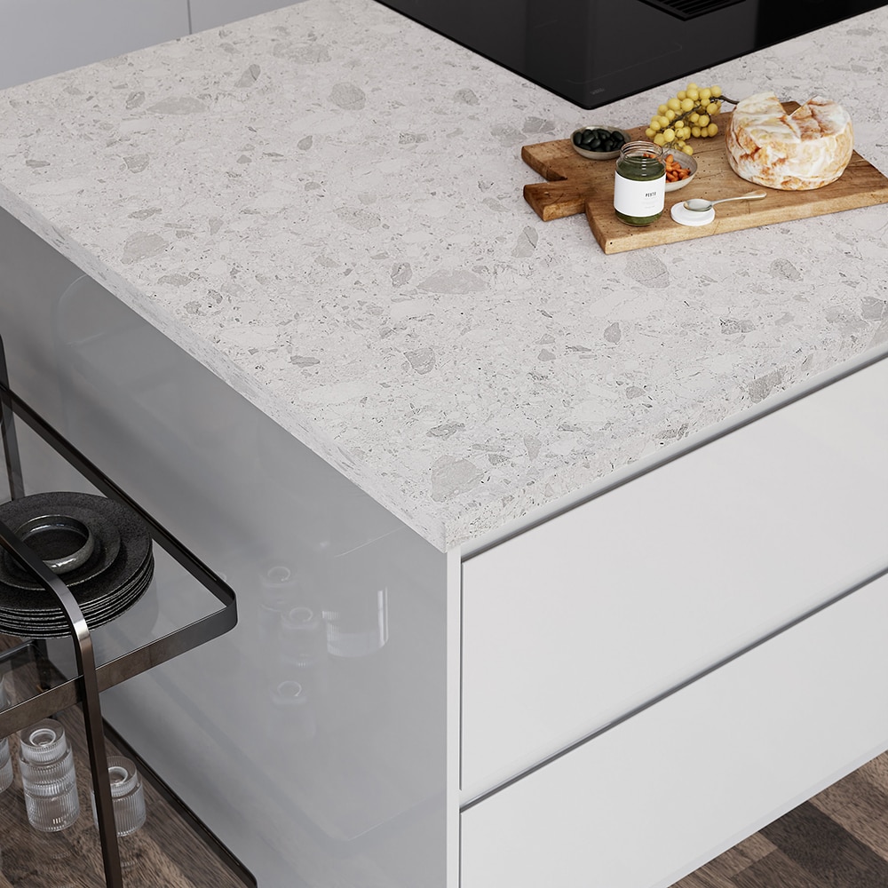 Blat bucatarie GOODHOME Ceppo, 300 x 62 x 3.8 cm, PAL, gri mat