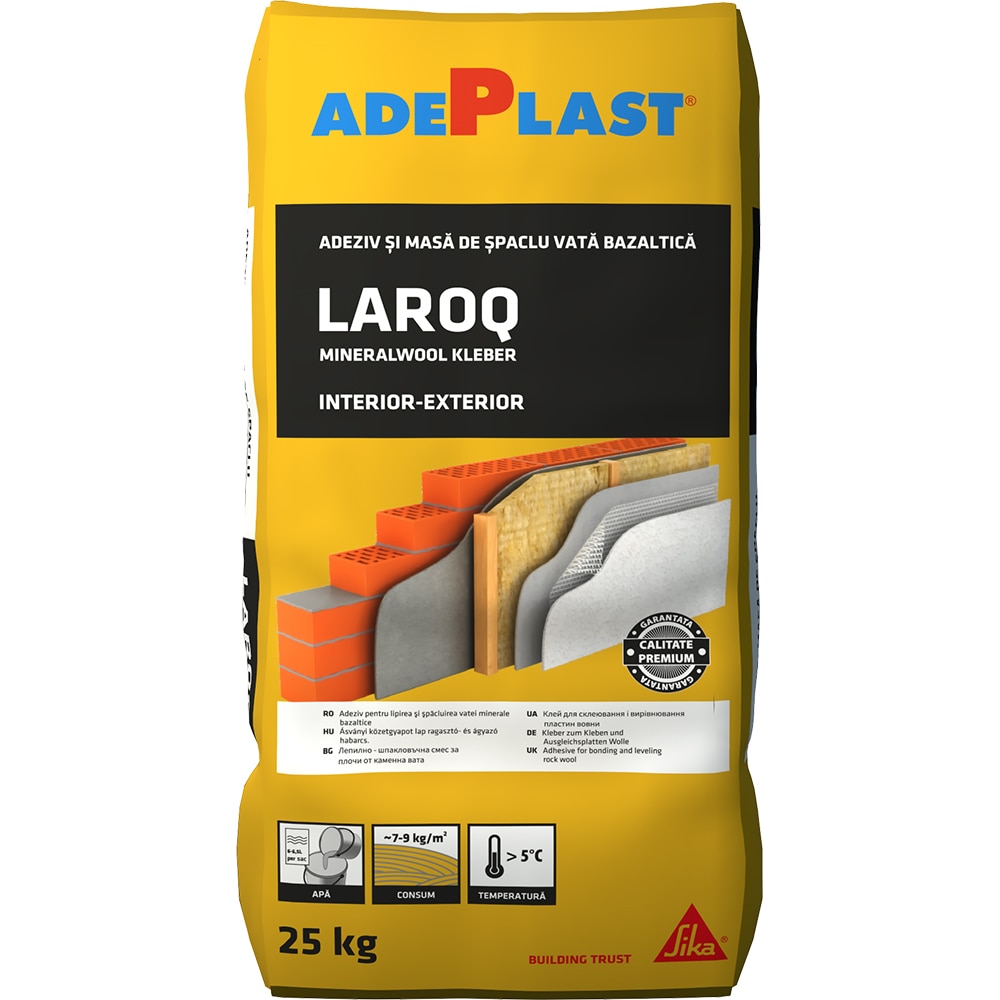 Adeziv si masa de spaclu vata bazaltiva Adeplast Laroq, interior-exterior, 25 Kg