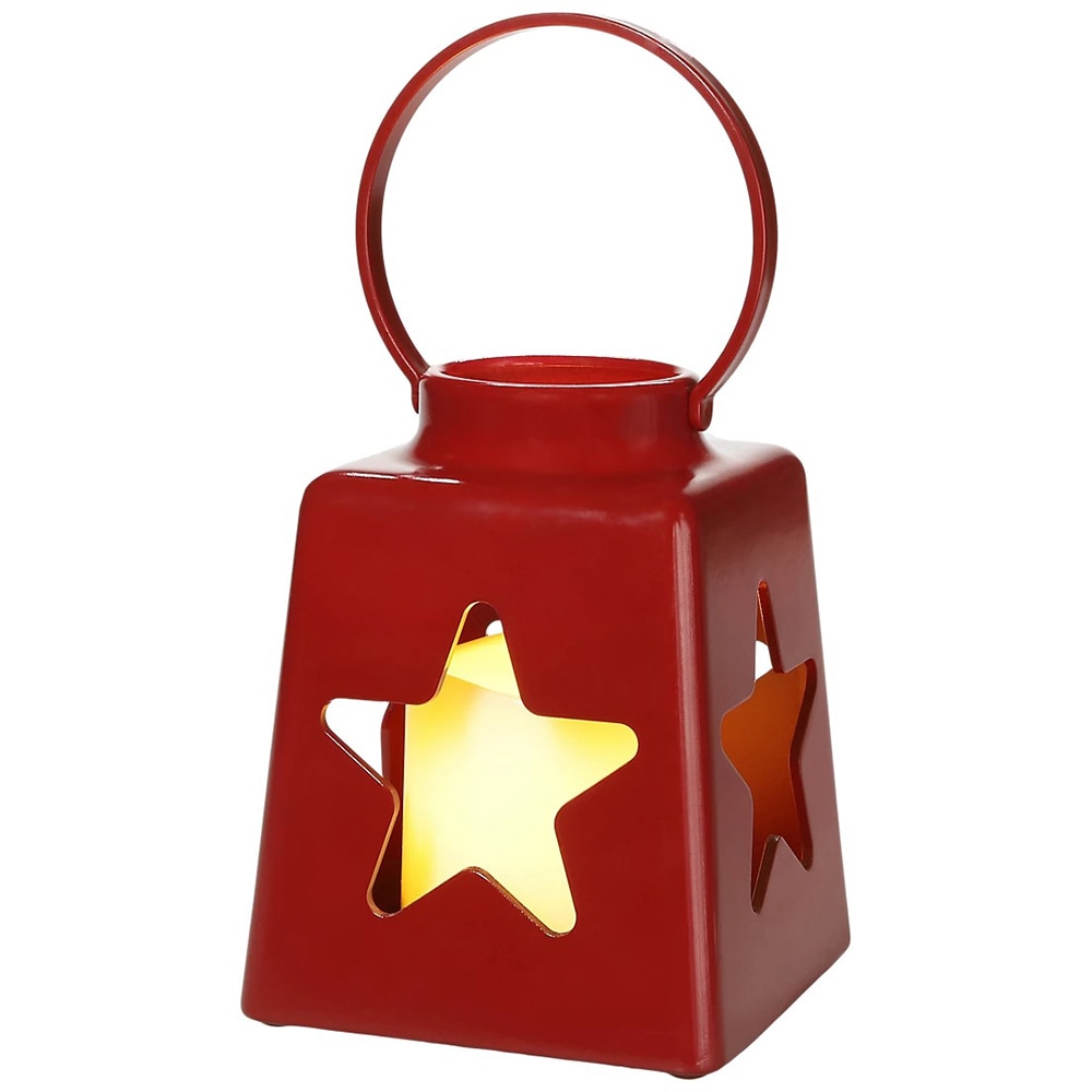 Decoratiune Candela Stea LED, 10.5 x 10.5 x 13.5 cm, IP20, plastic, rosu