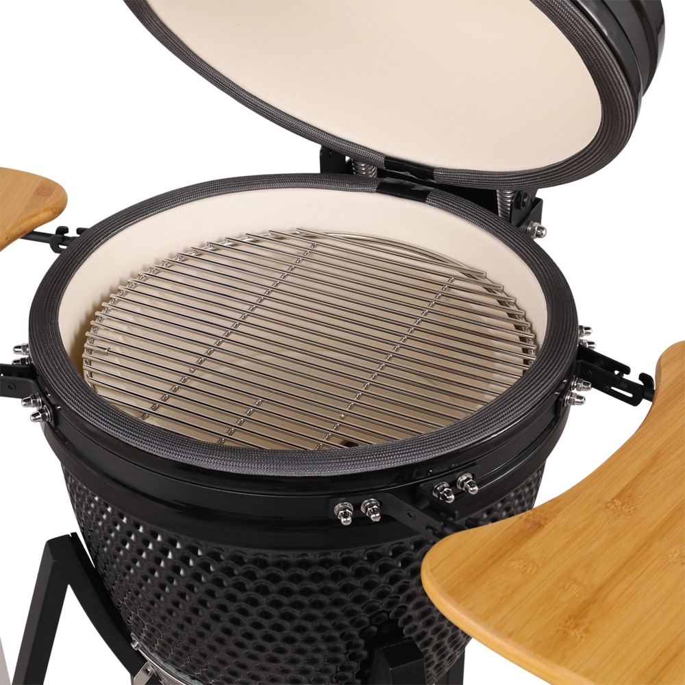 Gratar carbune GOODHOME Sagami Kamado, 46 cm, 1 suprafata, 4 role, negru