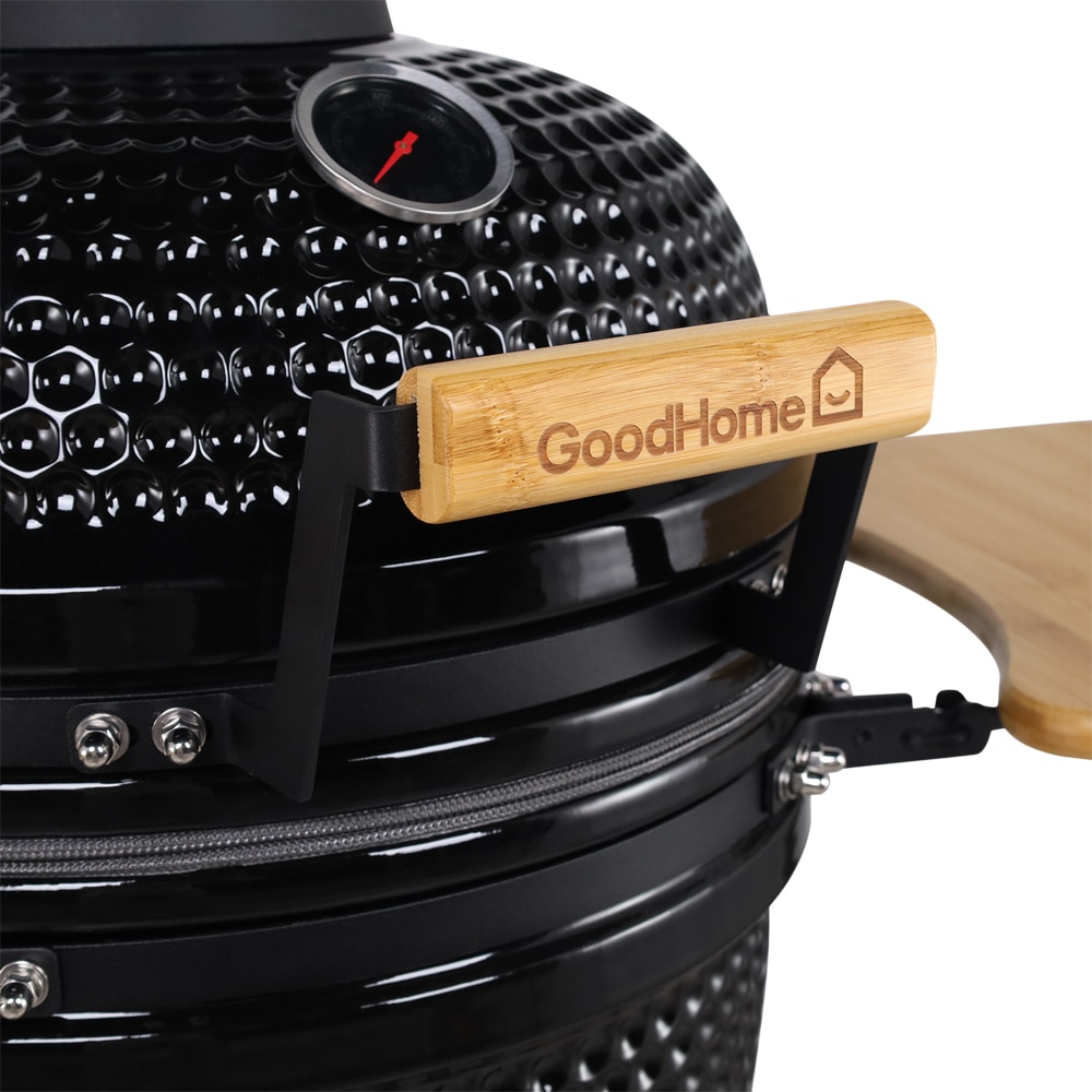 Gratar carbune GOODHOME Sagami Kamado, 46 cm, 1 suprafata, 4 role, negru