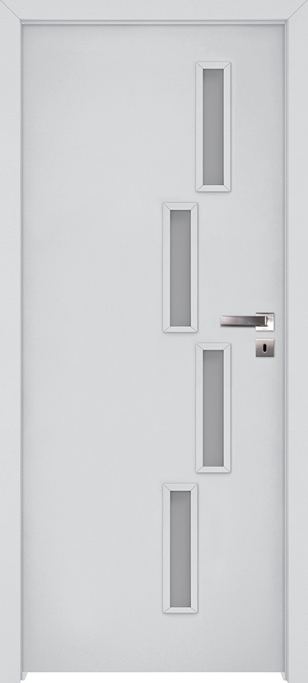 Usa interior cu geam, alb, stanga, MDF, 206,3 x 67,6 Cm, toc inclus  Sagitarius