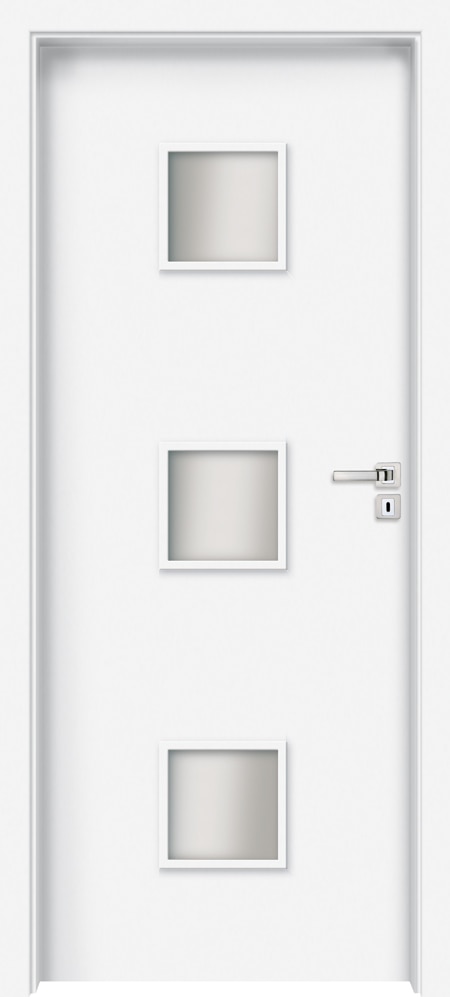 Usa interior INVADO Salerno, cu geam, stanga, MDF, 74.4 x 204 cm, alb