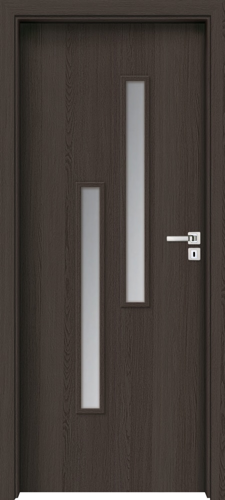 Usa interior cu geam, antracit, stanga, MDF, 206,3 x 87,6 Cm, toc inclus  Strada