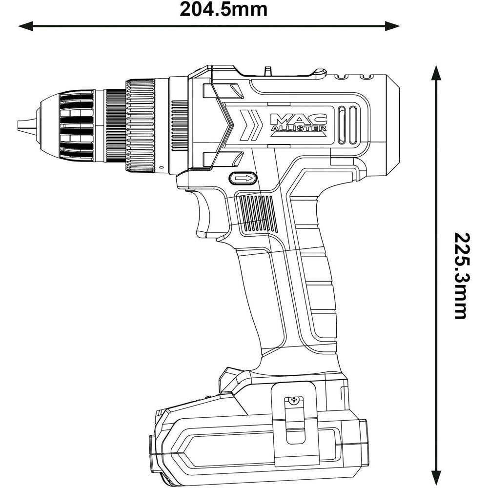 Masina de gaurit si insurubat Mac Allister MDD18-Li-2, 18V, 2Ah, 1500rpm, 13 accesorii