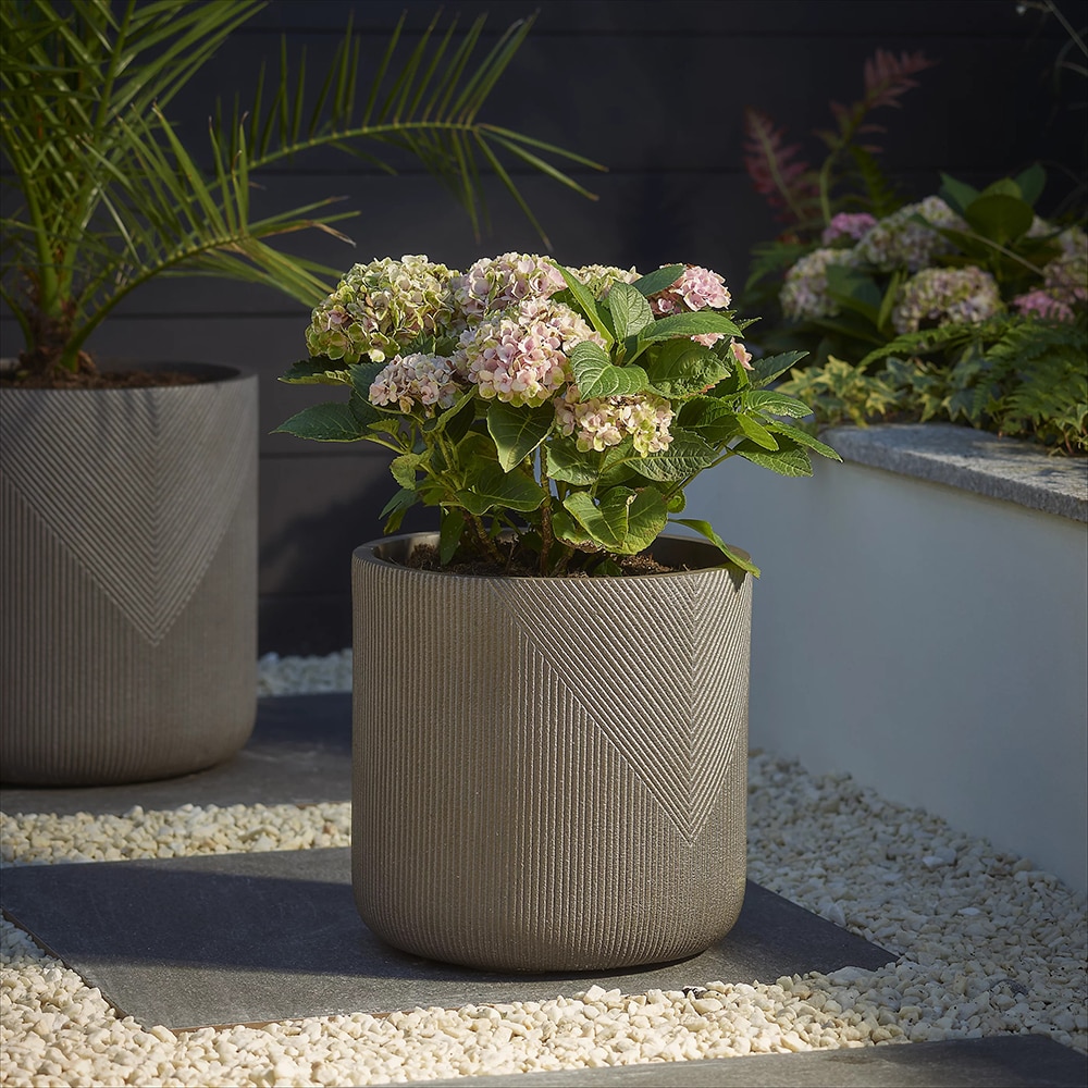 Ghiveci flori VERVE, lut, D 30 cm, gri