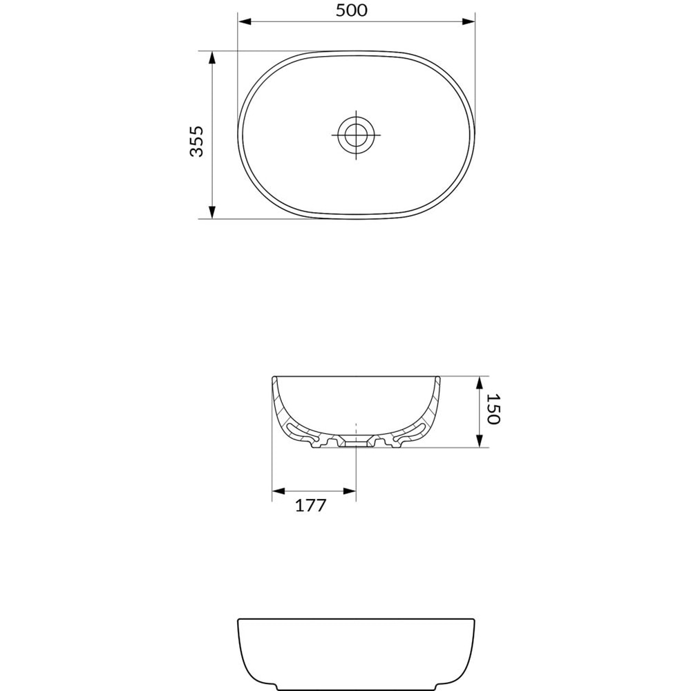 Lavoar pe blat CERSANIT Moduo K116-131, ceramica, 50 x 35.5 x 15 cm, caramiziu
