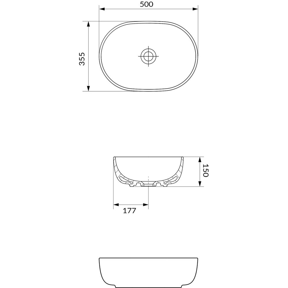 Lavoar pe blat CERSANIT Moduo K116-132, ceramica, 50 x 35.5 x 15 cm, bej