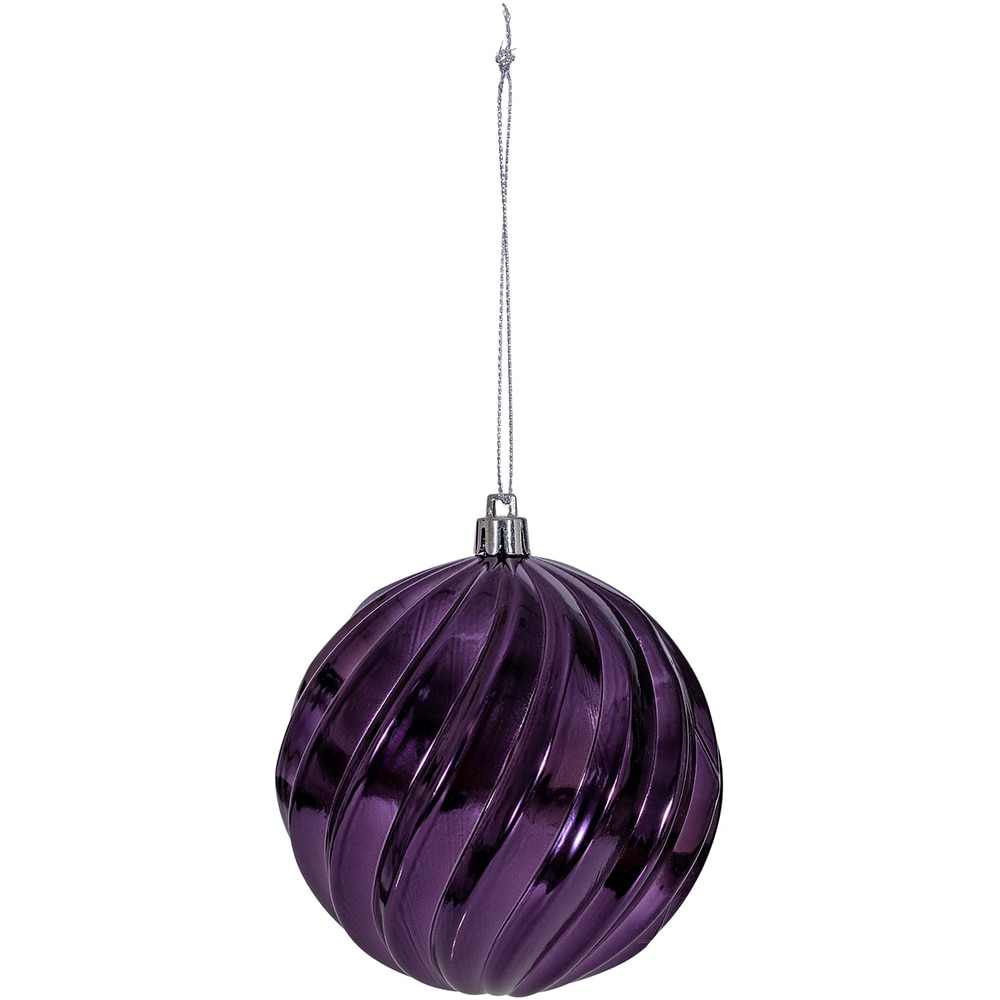 Set 4 globuri pentru brad Craciun, D10 cm, plastic, mov