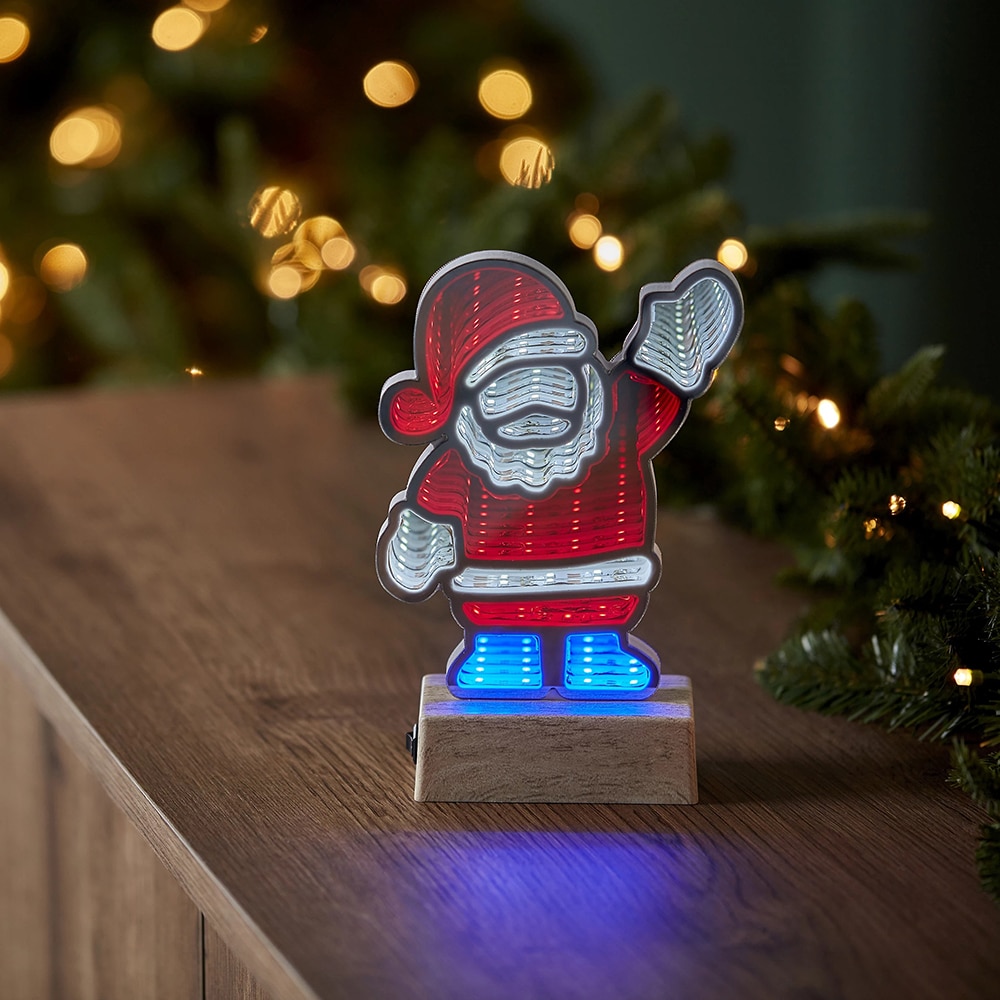 Decoratiune Mos Craciun 92 LED-uri, 12.5 x 19 cm, plastic, multicolor