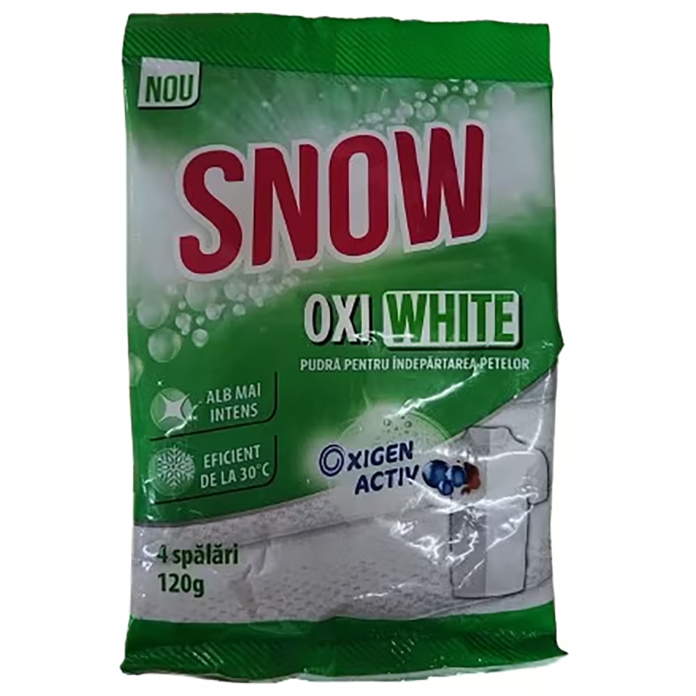 Pudra pentru indepartarea petelor SNOW Oxi White, 120g
