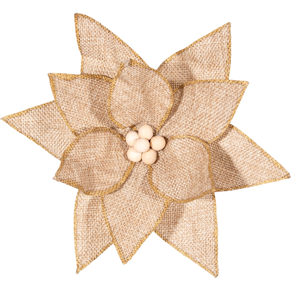 Decoratiune Floare cu Margele, cu clips, iuta, maro