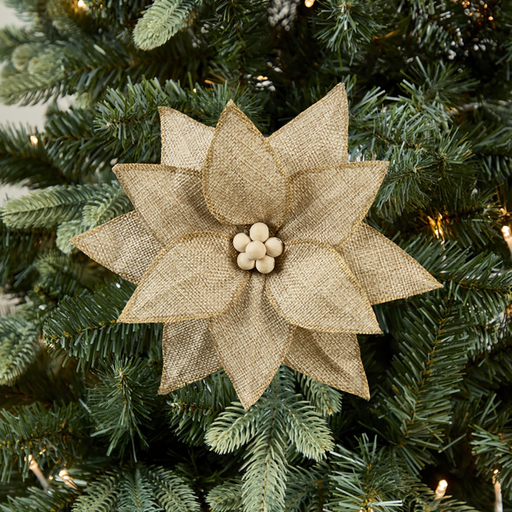 Decoratiune Floare cu Margele, cu clips, iuta, maro