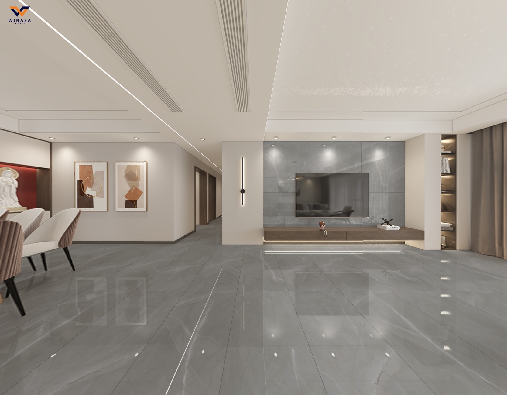 Gresie interior/exterior Armani Asiago Glossy, gri, 120 x 60 cm, 1,44 mp/cutie