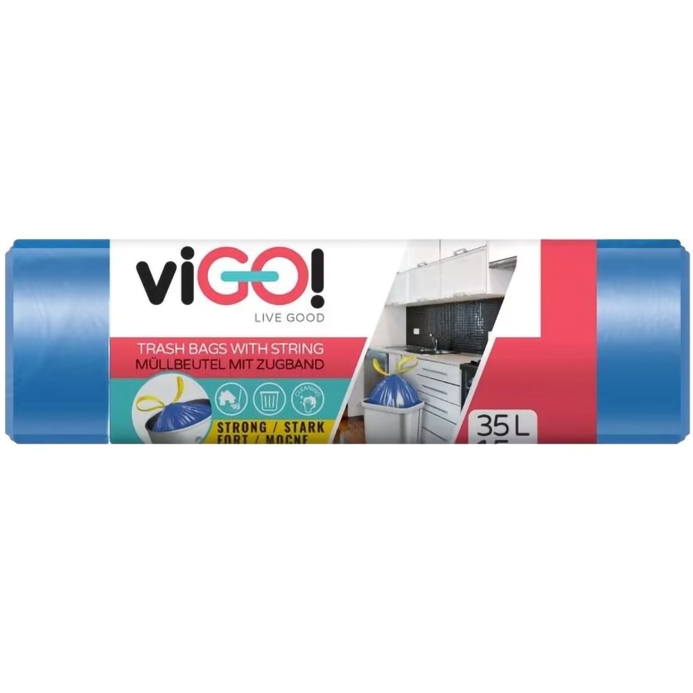 Saci menajeri VIGO Standard, cu manere, 15 bucati, 35 l, albastru