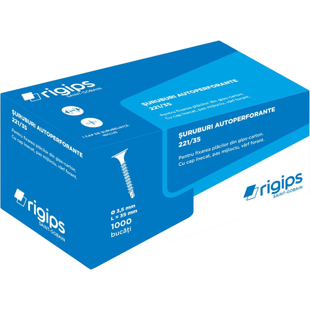 Surub autoperforant Rigips 221, 3.5x35mm, 1000 bucati