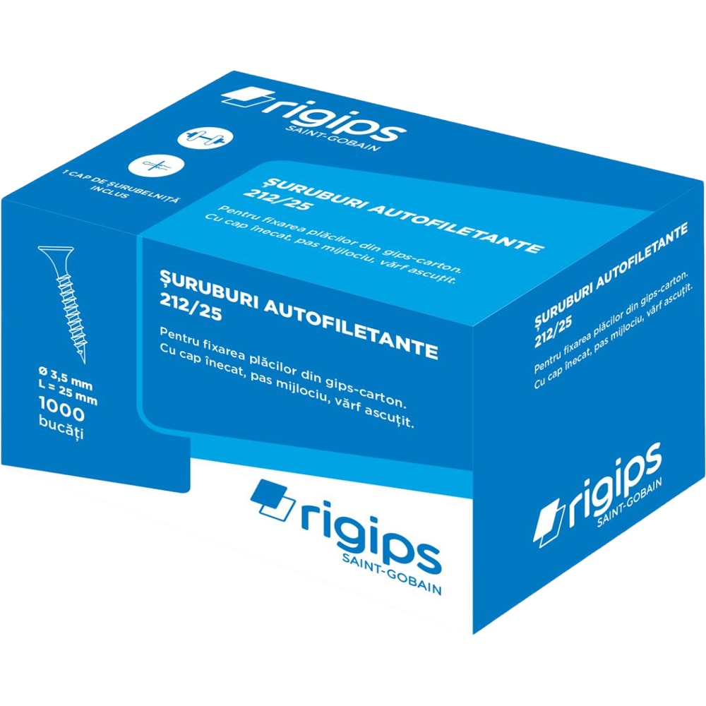 Surub autofiletant RIGIPS 212, 3.5x25mm, 1000 bucati