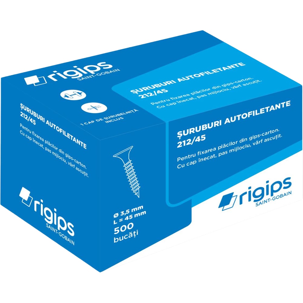 Surub autofiletant RIGIPS 212, 3.5x45mm, 500 bucati